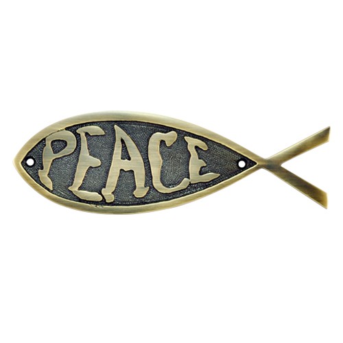 "Peace" Brass Fish Door Sign 